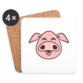 Visage De Cochon Animal Amour Petit Cochon Mignon - Dessous de verre (lot de 4) - blanc - Devant