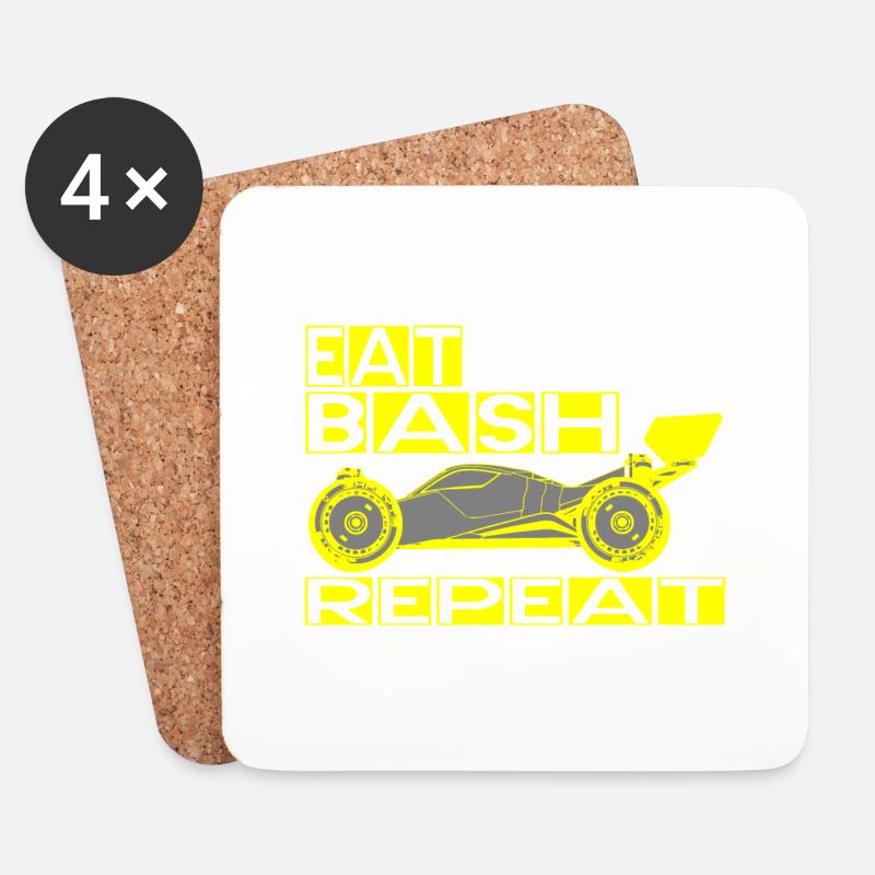 eat sleep bash repeat - Untersetzer (4er-Set) - Weiß