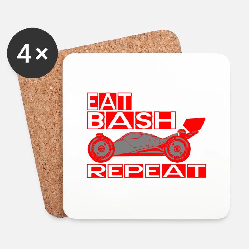 eat sleep bash repeat - Untersetzer (4er-Set) - Weiß