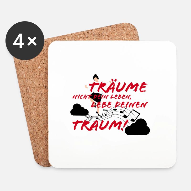 Träume dein Leben - Untersetzer (4er-Set) - Weiß