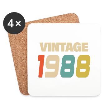 1988 Vintage Retro Classique 1988 - Dessous de verre (lot de 4) - blanc - Devant