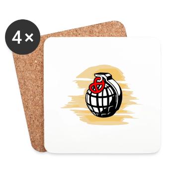 Granatapfel-Brezel-Sonne - Untersetzer (4er-Set) - Weiß - Vorne
