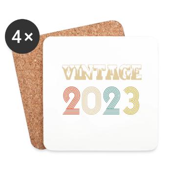 2023 Vintage Vintage Birthday Retro - Original - Dessous de verre (lot de 4) - blanc - Devant