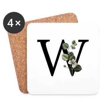 lettre w botanique vert - Dessous de verre (lot de 4) - blanc - Devant