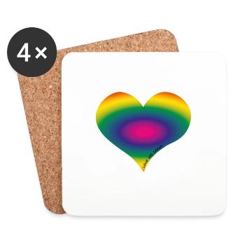 Herz mit außergewöhnlichem Regenbogen - horizontal - Untersetzer (4er-Set) - Weiß - Vorne