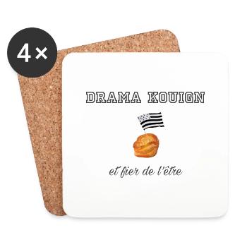 Fier d être un drama kouign Dark Grey - Dessous de verre (lot de 4) - blanc - Devant