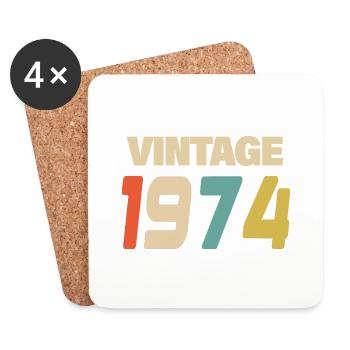 1974 Vintage Retro Classique 1974 - Dessous de verre (lot de 4) - blanc - Devant