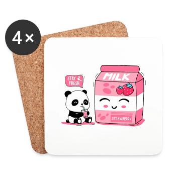 Panda and milk - Coasters (set of 4) - white - Front