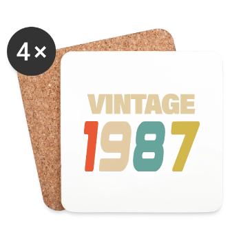 1987 Vintage Retro Classique 1987 - Dessous de verre (lot de 4) - blanc - Devant