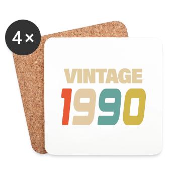 1990 Vintage Retro Classic 1990 - Untersetzer (4er-Set) - Weiß - Vorne