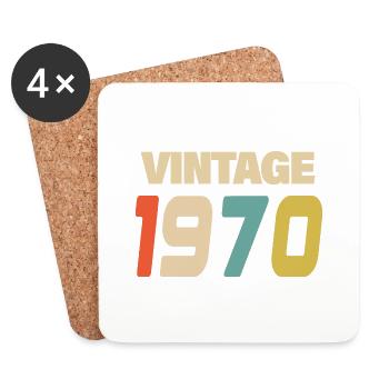 1970er Jahre Vintage Retro Classic 1970er Jahre - Untersetzer (4er-Set) - Weiß - Vorne