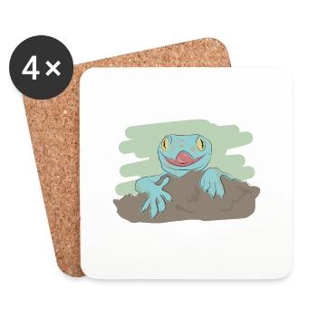 Illustriertes Design mit Gecko - Untersetzer (4er-Set) - Weiß - Vorne