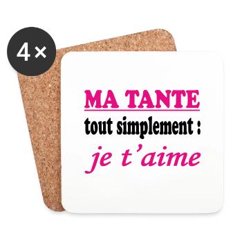 MA TANTE tout simplement je t'aime - Dessous de verre (lot de 4) - blanc - Devant