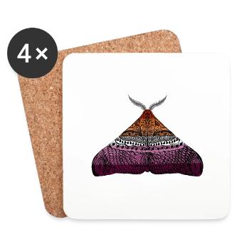 Lesbian pride moth motif A - Coasters (set of 4) - white - Front