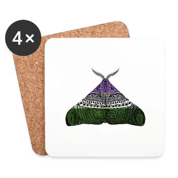 Genderqueer pride Moth Motif A - Coasters (set of 4) - white - Front