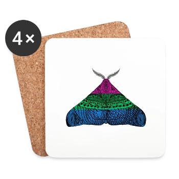Papillon de la fierté polysexuel - Dessous de verre (lot de 4) - blanc - Devant