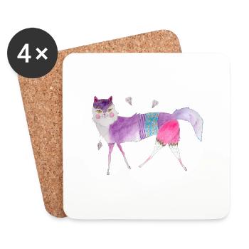 Chat diamant - Dessous de verre (lot de 4) - blanc - Devant