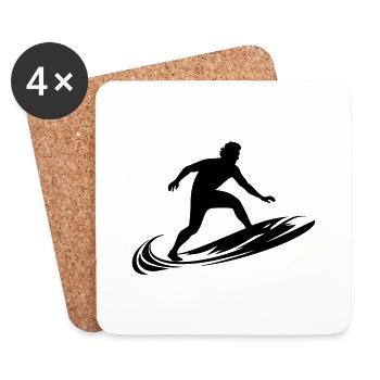 Surfer Mann Silhouette - Untersetzer (4er-Set) - Weiß - Vorne