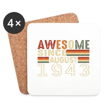 August 1943 Vintage Birthday Gift 81 Years - Coasters (set of 4) - white - Front