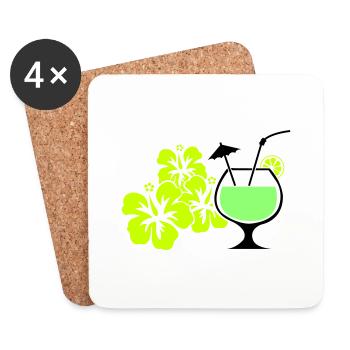 Hawaiian Flowers - Coasters (set of 4) - white - Front
