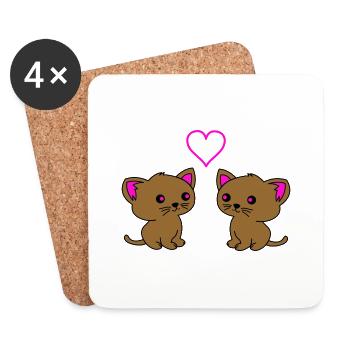 süße katzen love - Untersetzer (4er-Set) - Weiß - Vorne