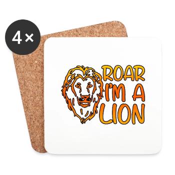 Roar I'm A Lion 4 - Coasters (set of 4) - white - Front