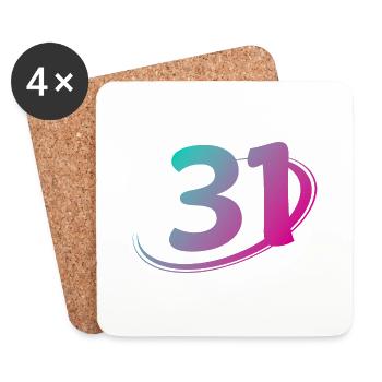 Numéro 31 multicolore - Dessous de verre (lot de 4) - blanc - Devant