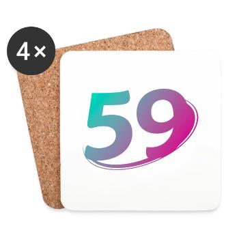 Numéro 59 multicolore - Dessous de verre (lot de 4) - blanc - Devant
