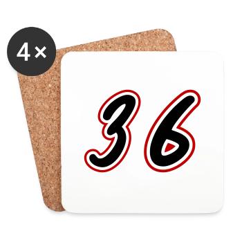 36 Number symbol - Coasters (set of 4) - white - Front