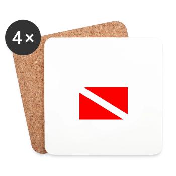 Drapeau de plongée Bonaire - Plongée sous-marine - Plongée sous-marine - Tauchen - Dessous de verre (lot de 4) - blanc - Devant