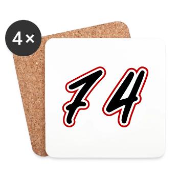 74 Symbole numérique - Dessous de verre (lot de 4) - blanc - Devant