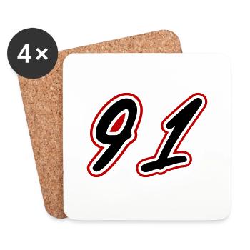 91 Symbole numérique - Dessous de verre (lot de 4) - blanc - Devant