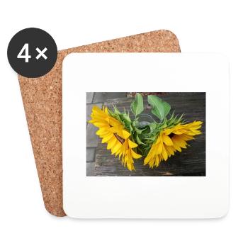 Zwei Sonnenblumen fotografiert - Untersetzer (4er-Set) - Weiß - Vorne