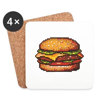 Burger Pixel Icon - Coasters (set of 4) - white - Front