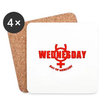 Wednesday Wednesday Mercury Day Weekdays red used - Coasters (set of 4) - white - Front