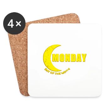Monday Montag Mond Tag Wochentage gelb used look - Untersetzer (4er-Set) - Weiß - Vorne