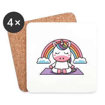licorne de yoga - Dessous de verre (lot de 4) - blanc - Devant
