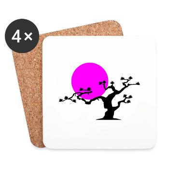 Japanese Tree - Coasters (set of 4) - white - Front