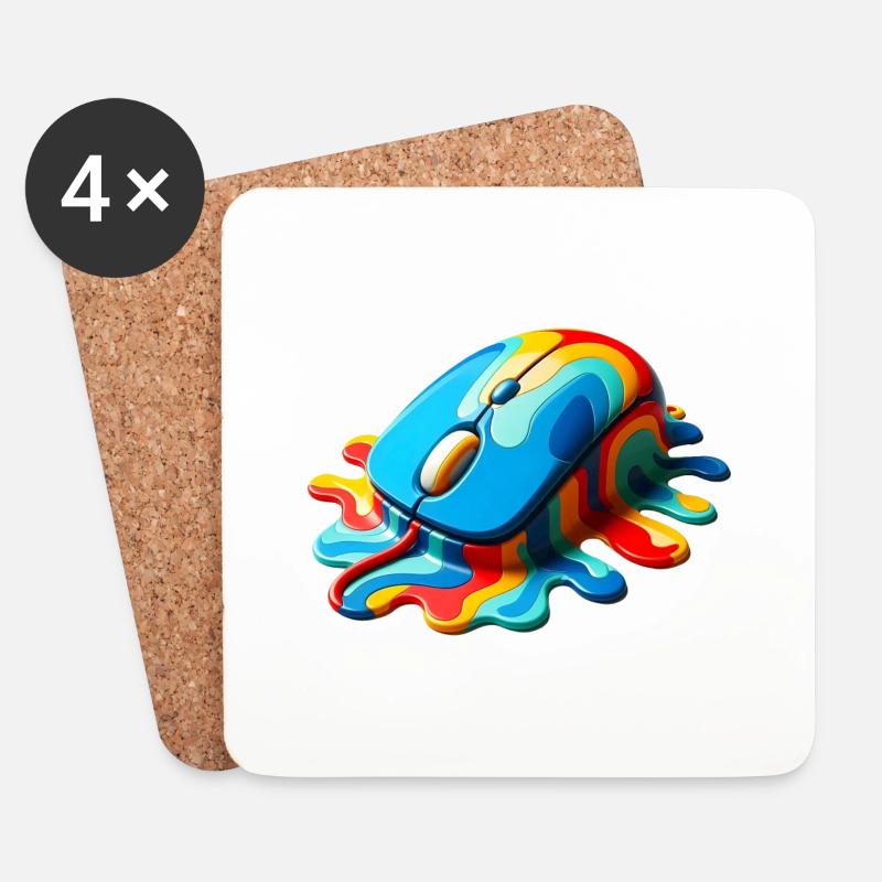 Melting Rainbow Computer Mouse - Coasters (set of 4) - white