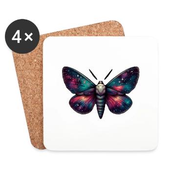 Papillon de nuit céleste majestueux - Mystique de l’espace - Dessous de verre (lot de 4) - blanc - Devant