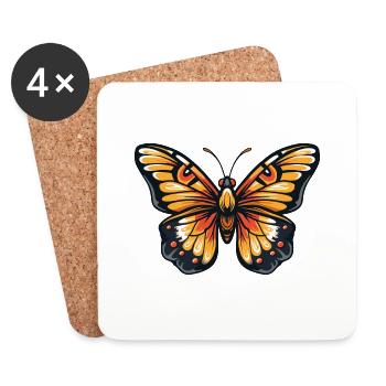 butterfly - Coasters (set of 4) - white - Front