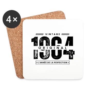 vintage 1964 / année 1964 / t-shirt 1964 - Dessous de verre (lot de 4) - blanc - Devant