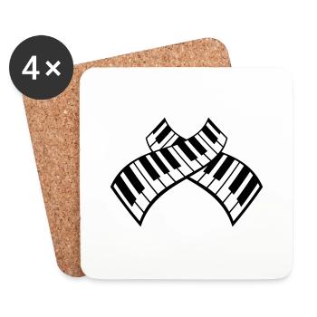 Piano Touches Instrument Jouant de la musique classique - Dessous de verre (lot de 4) - blanc - Devant