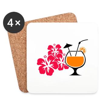 Boisson cocktail à l’hibiscus d’Hawaï - Dessous de verre (lot de 4) - blanc - Devant