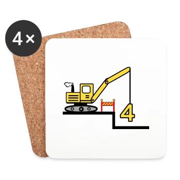 Excavator - Coasters (set of 4) - white - Front