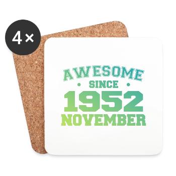 Born November 1952 Birthday Gift November 1952 - Coasters (set of 4) - white - Front