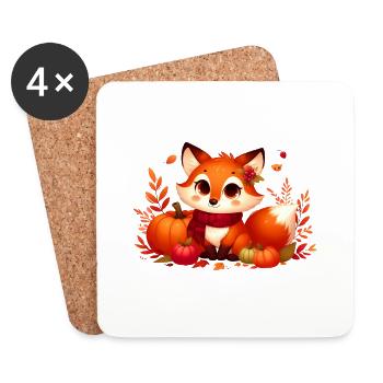 Fox Autumn 7 - Coasters (set of 4) - white - Front