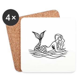 Dessin Sirène - Dessous de verre (lot de 4) - blanc - Devant