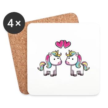 L’amour de la licorne - Dessous de verre (lot de 4) - blanc - Devant