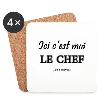 c'est moi le chef - Dessous de verre (lot de 4) - blanc - Devant